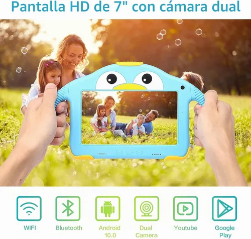 Vista 6 de Tablet para niños pequeños Tablet Android para niños con WiFi doble cámara 1GB 32GB almacenamiento 1024 x 600 pantalla táctil modo de control Rosa