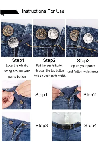 Vista 6 de Paquete de 6 extensores de cintura, extensores de botón de alta calidad para pantalones, extensor de pantalones para maternidad, extensor de botones