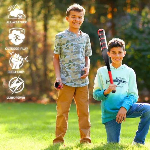 Vista 4 de NERF Power Blast Kids Baseball Bat and Ball Set - Kids Plastic Bat with Extra Grip + Power Bands Negro/Rojo