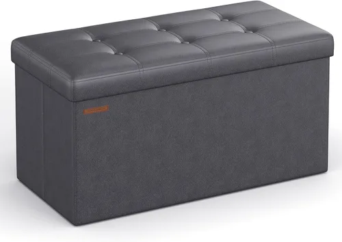 Vista 9 de Songmics Funda de piel sintética plegable – Banco de almacenamiento otomano reposapiés