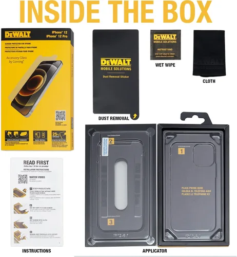 Vista 7 de DEWALT Protector de pantalla de cristal para iPhone 12 Pro Max - Protector de pantalla de vidrio templado compatible con Apple - Protección
