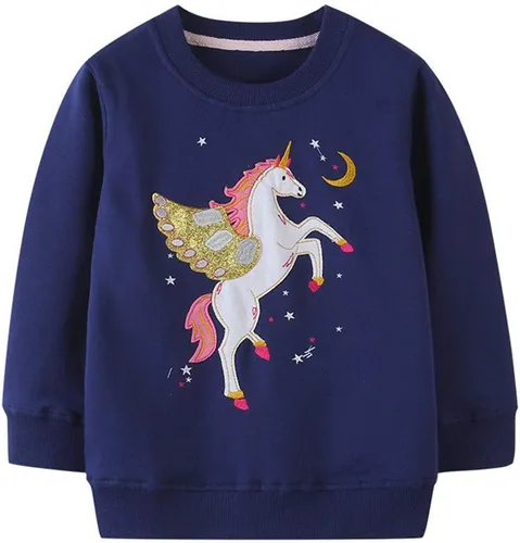 Vista 19 de HILEELANG - Sudaderas de cuello redondo para niñas, manga larga, para invierno