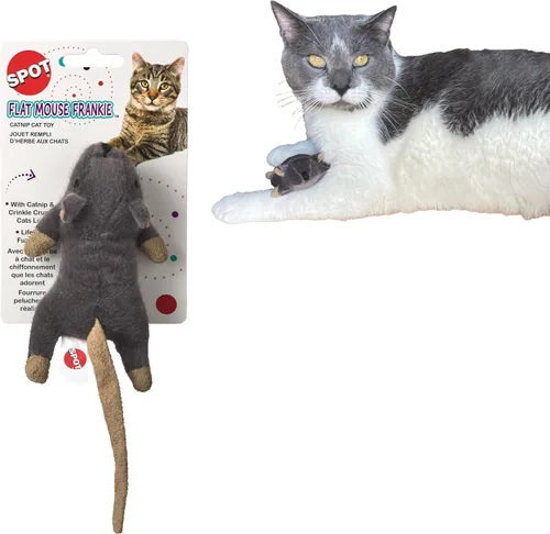 Vista 8 de SPOT Fuzzy Mouse Freddie Juguete para Gatos con Hierba Gatera – Ratón de Felpa de 3.5 pulgadas para Gatos y Gatitos, Sonido Crujiente, Ideal