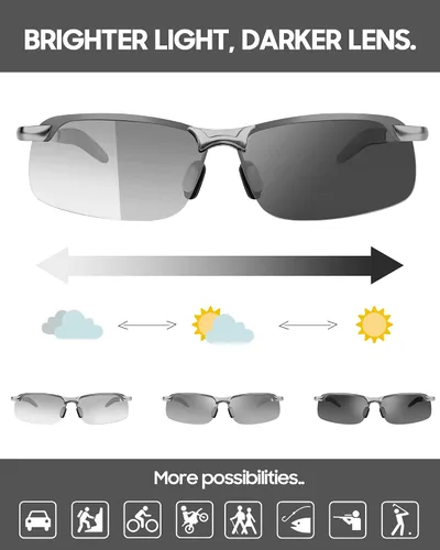 Vista 2 de TJUTR Lentes de sol fotocromáticos polarizados para hombre para conducir de día y noche antirreflejos ideales para condiciones de luz baja a media