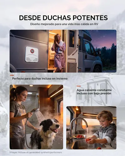 Vista 9 de APUS - Calentador de agua sin tanque para RV, propano, 68,000 BTU, puerta Blanco