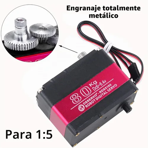 Vista 2 de RDS5160 Servo 132.3 lbs RC Digital Servo High Torque Mental Gear 180 270 grados con disco de montaje en forma de U para 1/5 RC Car Robotics DIY
