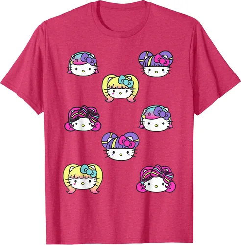 Vista 30 de hello kitty Kawaii Multi peinado Tee, Azul (Heather blue)