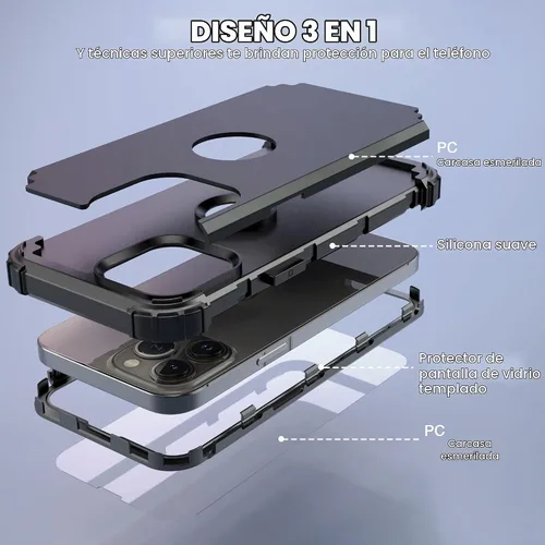 Vista 8 de IDweel - Funda para iPhone 15 Pro Max con protector de pantalla de vidrio templado, 3 en 1, a prueba de golpes, delgada, híbrida, resistente