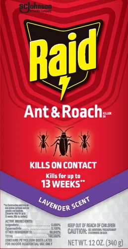 Vista 12 de Raid Ant & Roach Killer Spray para insectos listados, mantiene matando durante 13 semanas, aroma a lavanda, 12 onzas