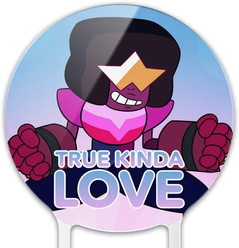 Vista 3 de Decoración de pastel de acrílico Steven Universe Garnet True Kind of Love para decoración de fiesta para boda, aniversario, cumpleaños, graduación