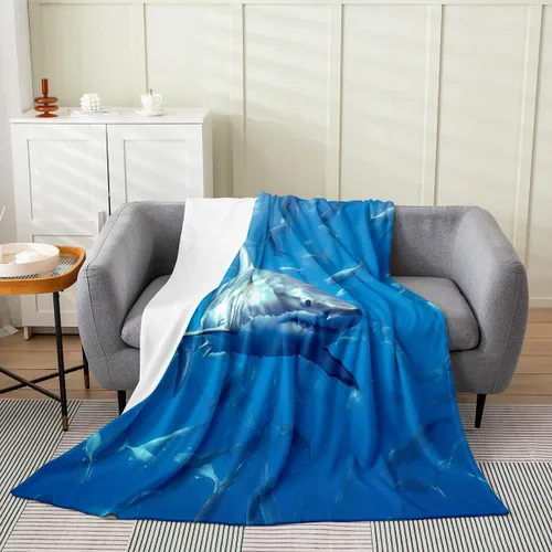 Vista 11 de Erosebridal Hammerhead Shark Flannel Blanket 40x50 Marine Life Fuzzy Plush Throw for Sofa Couch Hammerhead Shark Lover Gifts Ocean Sealife Fleece