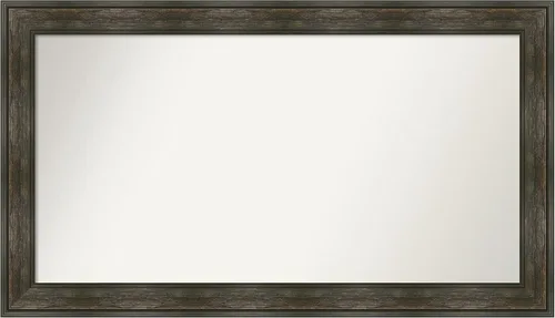 Vista 53 de Amanti Art Espejo de baño marrón para sobre fregadero, 26 x 26 pulgadas, espejo de tocador cuadrado marrón rústico Alexandria, marco de madera