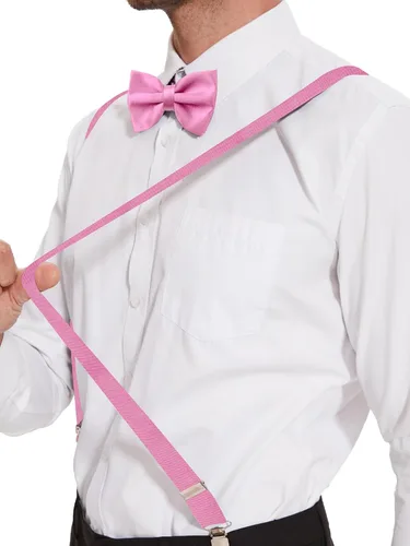 Vista 13 de habibee Color sólido para hombre en forma de Y con clips fuertes tirantes ajustables