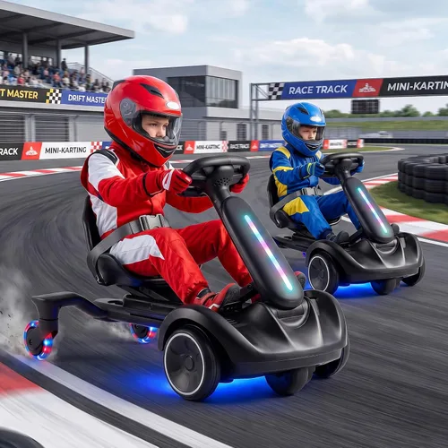 Vista 9 de GLACER Go Kart a la deriva de 6V con giro de 360°, asiento ajustable de 2 Negro