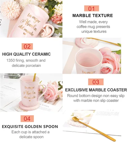 Vista 6 de Maustic Abuela Abuelo Regalos en español, Las Mejores Tazas de Café de Abuela y Abuelo, Tazas de Café de la Mejor Abuela y Abuelo del Mundo, Regalos
