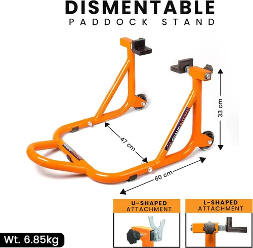 Vista 4 de GRAND PITSTOP Soporte para motocicleta, soporte de elevación de paddock para rueda trasera con horquilla y bobina de basculante, capacidad