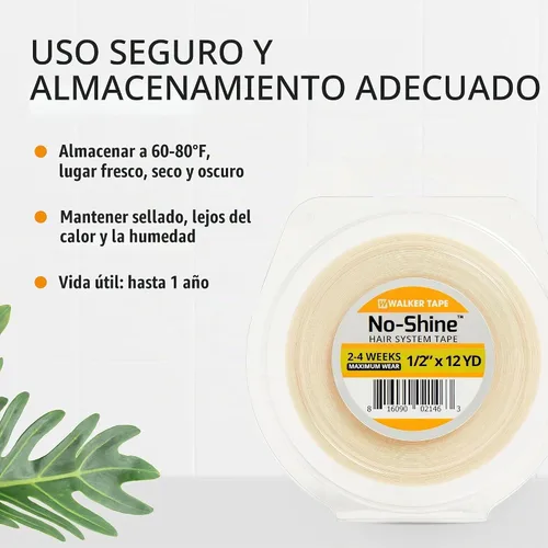 Vista 7 de Walker Tape No-Shine - Rollo de cinta para sistema capilar de 1/2 pulgada x 12 yardas, cinta hipoalergénica de doble cara para pelucas, sistemas