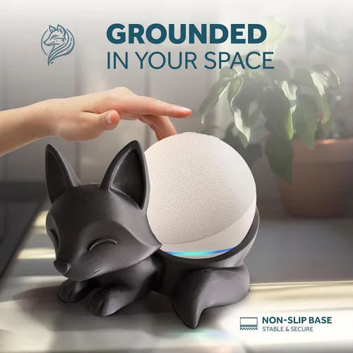 Vista 4 de Sleeping Fox Stand – 3D Printed Echo Dot Stand & Alexa Stand, Decorative Smart Speaker Alexa Holder in Eco-Friendly PLA, Anti-Slip Base, Compatible
