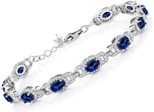 Vista 33 de Gem Stone King 7-14 Cttw Oval Gemstone Birthstone Tennis Bracelet For Women 925 Sterling Silver Oval 6X4MM 7 Inch With 1 Inch Extender Fine