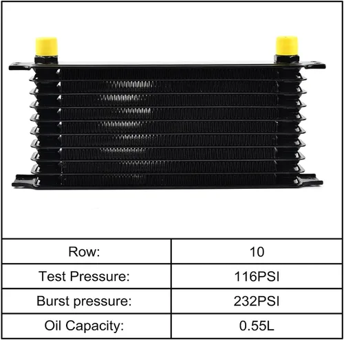 Vista 3 de EVIL ENERGY Kit de enfriador de aceite de 10 filas, enfriador de motor de transmisión 10AN radiador japonés universal de aluminio negro