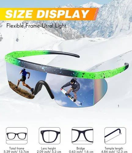 Vista 2 de Fabbay 3 pares de lentes de sol de neón retro espejados de los años 80 y 90 s semi sin montura de lentes de sol de colores para deportes hombres