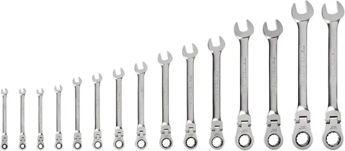 Vista 15 de TEKTON Juego de llaves combinadas con cabeza flexible de 12 puntos con bolsa, 19 piezas (6-24 mm) WRC95403