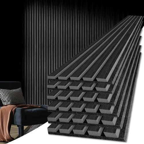 Vista 23 de Art3d Paquete de 2 paneles acústicos de listones de madera de 104" x 15.75" para pared y techo, paneles modernos estriados de absorción de sonido