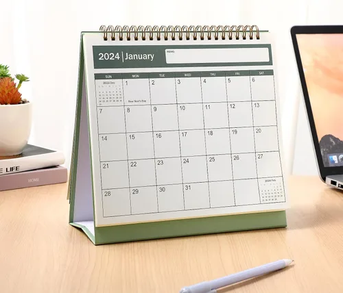 Vista 9 de Calendario de escritorio 2024.7-2025, calendario mensual de pie, calendario diario, planificador organizador para decoración del hogar y la oficina