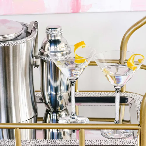 Vista 4 de Vetrina Stem - Vaso de Martini de cristal sofisticado, base facetada, para mesa de comedor, eventos, bodas, cócteles de bar en casa, carbón, juego