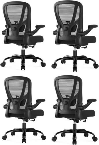 Vista 14 de Silla de oficina ergonómica de escritorio, silla de computadora de malla, silla de trabajo transpirable con ruedas, soporte lumbar ajustable, sillas
