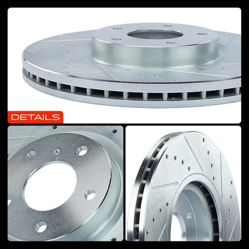 Vista 8 de A-Premium 319.6mm (12.58 pulgadas) Rotores de freno de disco perforados y ranurados delanteros Compatibles con modelos seleccionados de Nissan e