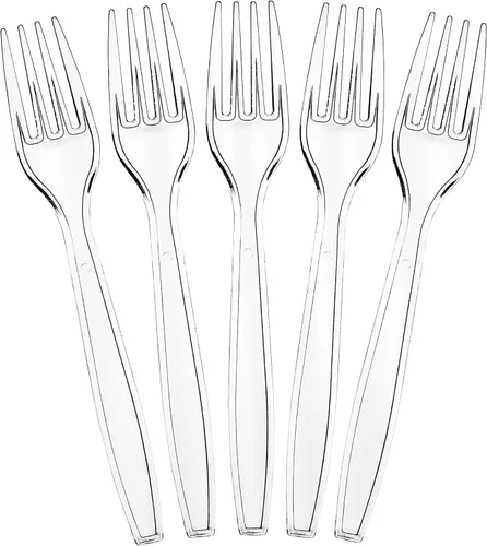 Vista 10 de Plasticpro Tenedores de plástico transparente desechables cubiertos utensilios 50