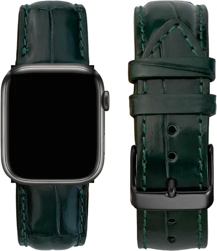 Vista 22 de AIIigator - Correa de reloj hecha a mano de cuero compatible con Apple Watch Ultra de 1.929 in 1.772 in 1.732 in 1.654 in 1.614 in 1.575 in 1.496 in