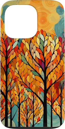 Vista 10 de iPhone 16 Otoño y coloridas hojas y árboles de otoño, funda temática de color de otoño