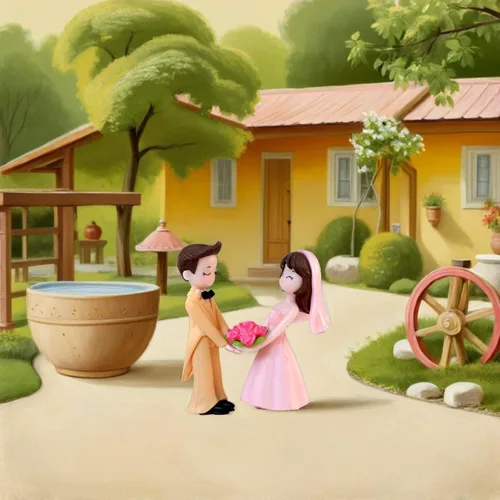 Vista 5 de Adornos de muñeca de pareja de boda de 1.9 pulgadas, figuras de novia y novio, adornos de resina para decoración de mesa de fiesta de boda