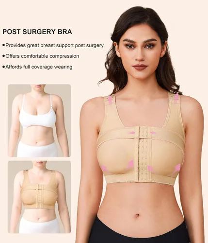 Vista 3 de BRABIC Sujetador corrector de postura poscirugía con cierre frontal para mujer con banda de soporte para el pecho