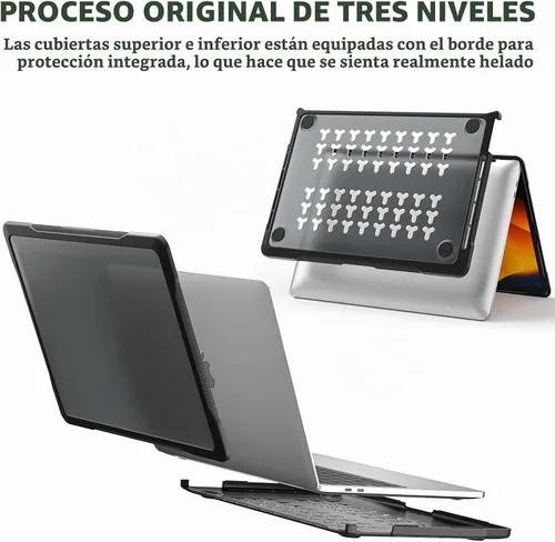 Vista 6 de Batianda Funda 4 en 1 Ultimate para MacBook Pro de 13 pulgadas 2022 2020 modelo A2338 M2 M1 Chip A2251 – Carcasa de armadura resistente translúcida