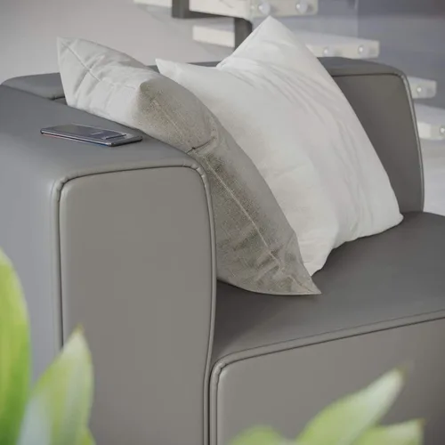 Vista 7 de Modway Mingle Sofá seccional de cuero vegano Silla con brazo izquierdo en gris