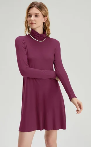 Vista 6 de KEEDONE Vestido de manga larga con cuello de tortuga para mujer