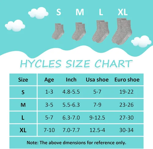 Vista 8 de HYCLES Calcetines antideslizantes para niños pequeños, 12 pares de calcetines de tobillo alto para bebé niño y niña, para niños de 1-33-55-77-10T