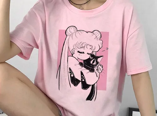 Vista 6 de DealG Sailor Moon - Camiseta de dibujos animados para mujer