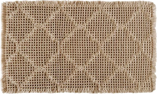 Vista 9 de ZALL Tapete de baño de punto gofre, súper absorbente, antideslizante, color marrón, 17 x 24 pulgadas, patrón geométrico de diamante, lavable a