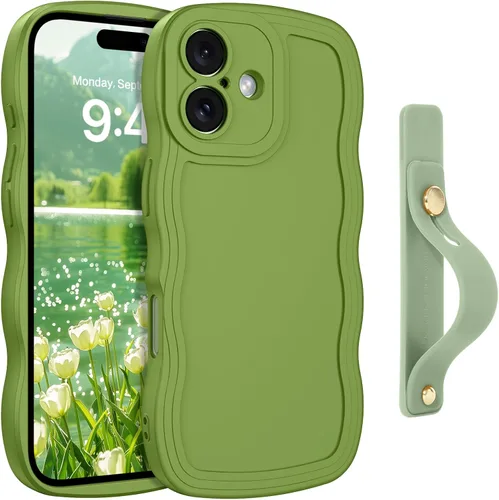 Vista 56 de GUAGUA Funda para iPhone SE 2022/2020, Funda para Teléfono iPhone 7/8 Diseño Lindo de Forma de Onda Rizada TPU Suave con Correa de Muñeca Soporte