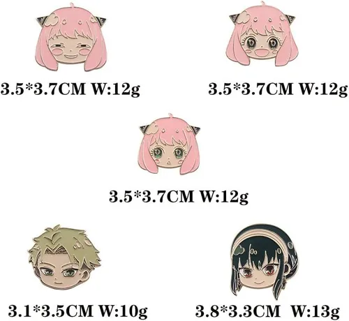 Vista 2 de PRDECE 6 pines familiares espía figura de anime broche de cosplay crepúsculo Yor Anya colección de pines regalos para mochila y ropa Zinc Sin gemas