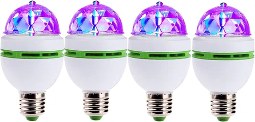 Vista 8 de Bombilla LED de bola, 3W E27, RGB, cristal giratorio, luz de escenario, con rotación automática por voz (1 unidad)