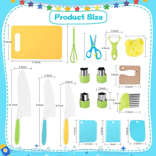 Vista 2 de 16 piezas de herramientas de cocina Montessori, juego de utensilios de cocina para niños, juguete de cocinado, juego de cocina para niños pequeños