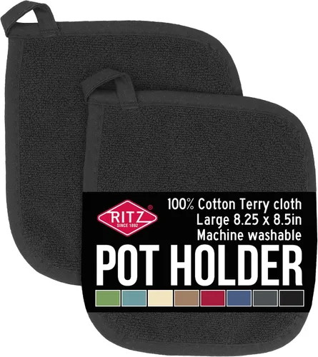 Vista 32 de RITZ Guante de olla y protector térmico de rizo: Resistente al calor sin igual, duradero 100% algodón – Diseñado ergonómicamente para un agarre