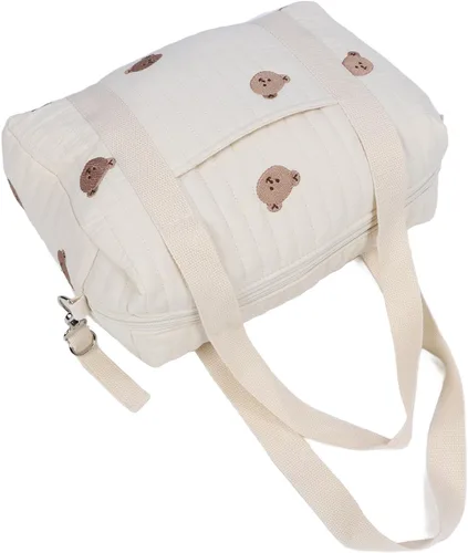 Vista 7 de Bolsa de pañales pequeña, 11.4 x 10.2 x 4.7 in, bolsas organizadoras para cochecito de bebé, bolsas organizadoras de pañales, reutilizables bordadas