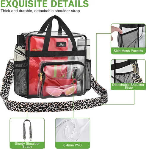 Vista 51 de MAY TREE Bolsa transparente para eventos en estadios de 12 x 6 x 12 pulgadas, bolsa de almuerzo transparente con correas reforzadas para trabajo