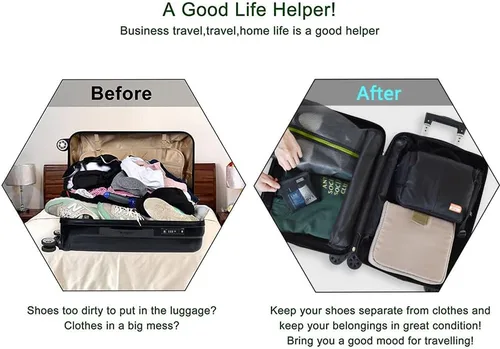 Vista 4 de TOPFIY - Bolsas para zapatos de golf adecuadas para deportes, golf, viajes, uso diario, viajes, con cremallera, almacenamiento plegable